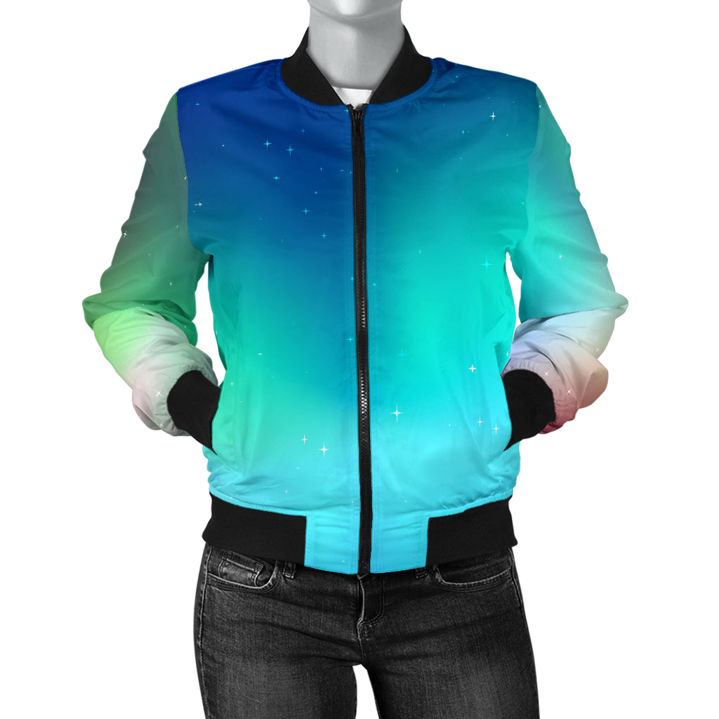 Aurora Borealis Pattern Print Design 02 Women's Bomber Jacket