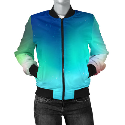 Aurora Borealis Pattern Print Design 02 Women's Bomber Jacket