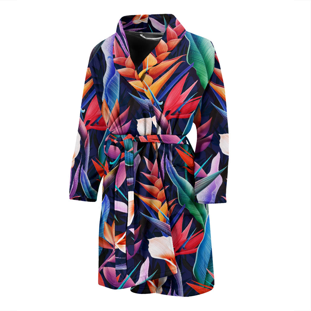 Tropical Flower Pattern Print Design TF023 Men Bathrobe