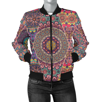 Bohemian Pattern Print Design 07 Women's Bomber Jacket