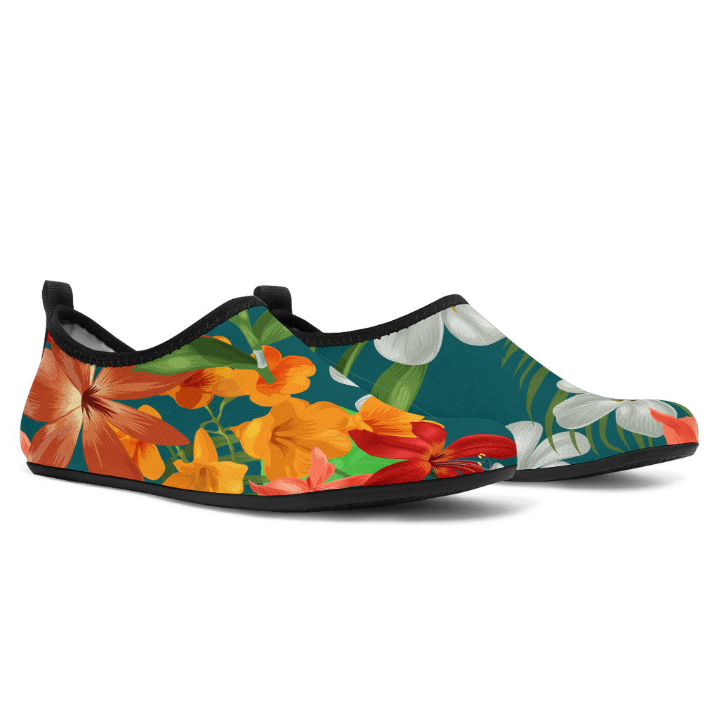 Amaryllis Pattern Print Design AL06 Aqua Water Shoes