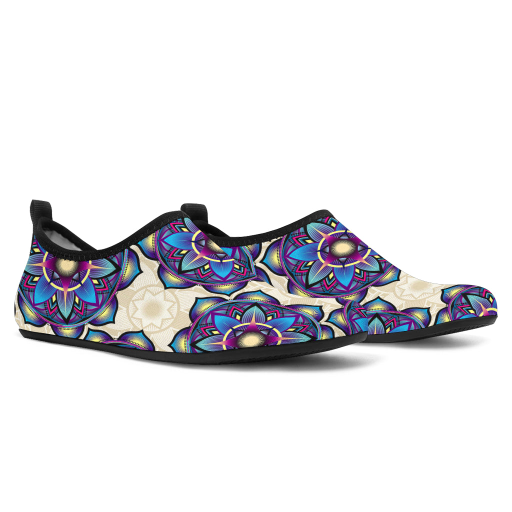 lotus Boho Pattern Print Design LO08 Aqua Water Shoes