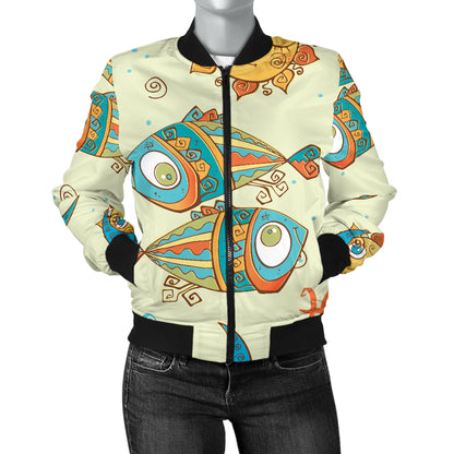 Pisces Pattern Print Design A03 Women's Bomber Jacket