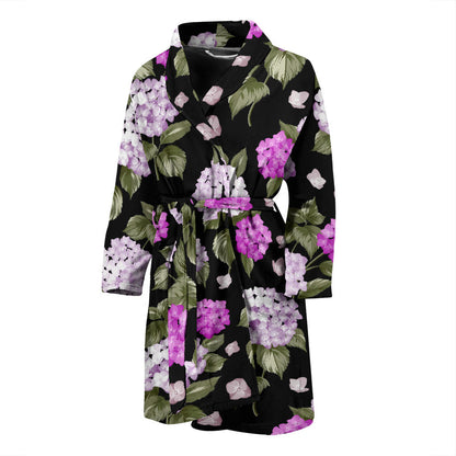 Hydrangea Pattern Print Design HD011 Men Bathrobe