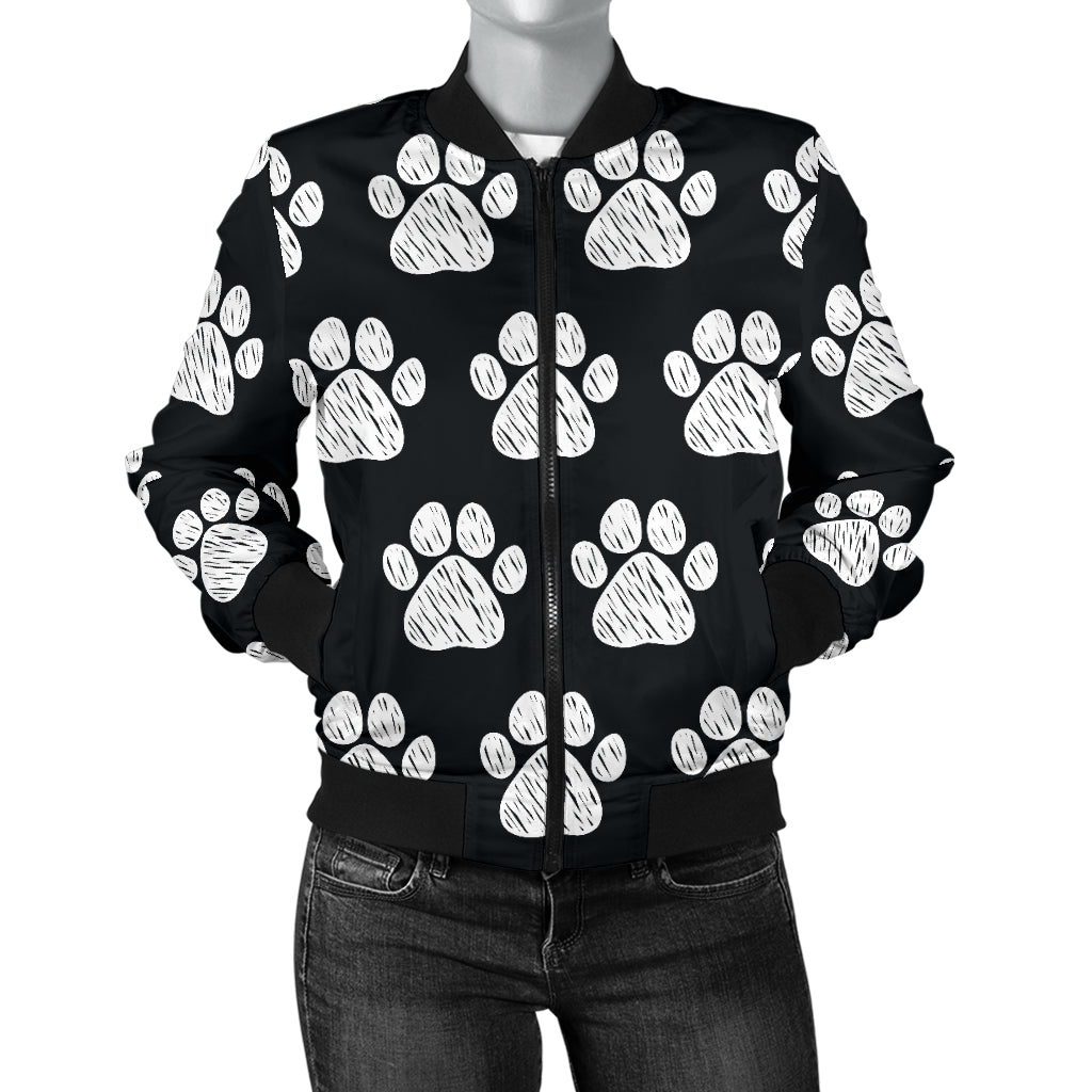 Paw Pattern Print Design A02 Women's Bomber Jacket