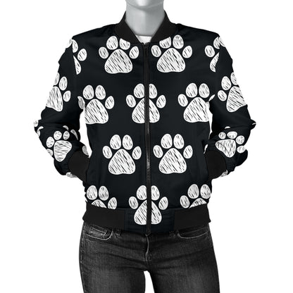 Paw Pattern Print Design A02 Women's Bomber Jacket