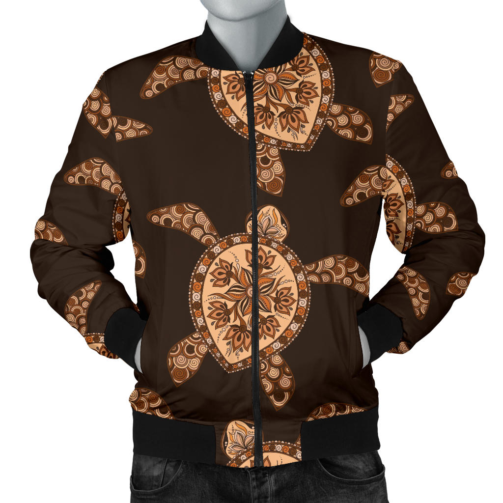 Tribal Sea Turtle Pattern Print Design T09 Men Bomber Jacket