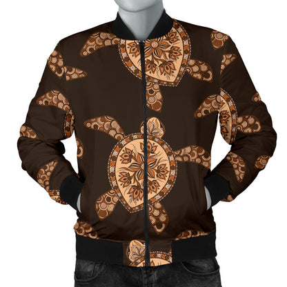 Tribal Sea Turtle Pattern Print Design T09 Men Bomber Jacket