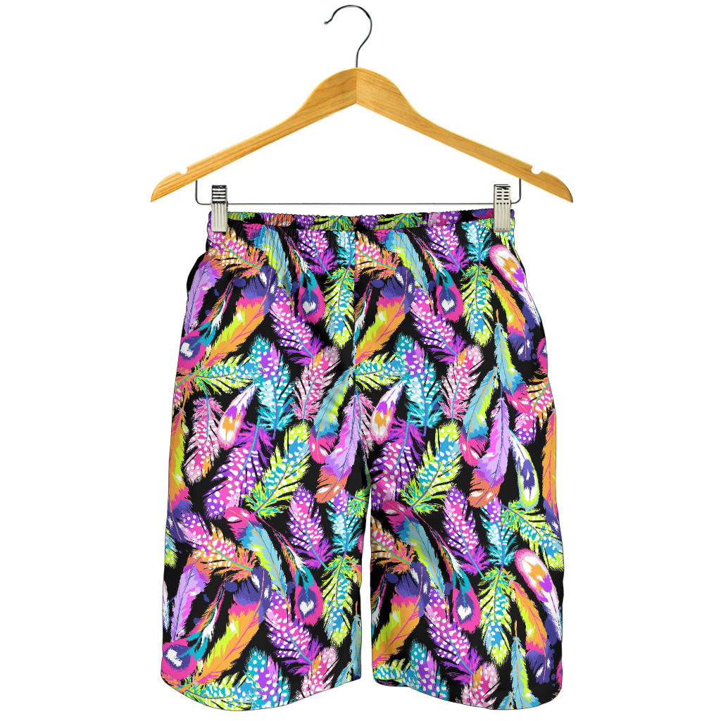 Neon Feather Pattern Print Design A02 Mens Shorts