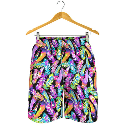 Neon Feather Pattern Print Design A02 Mens Shorts