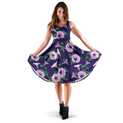 Morning Glory Pattern Print Design MG01 Midi Dress