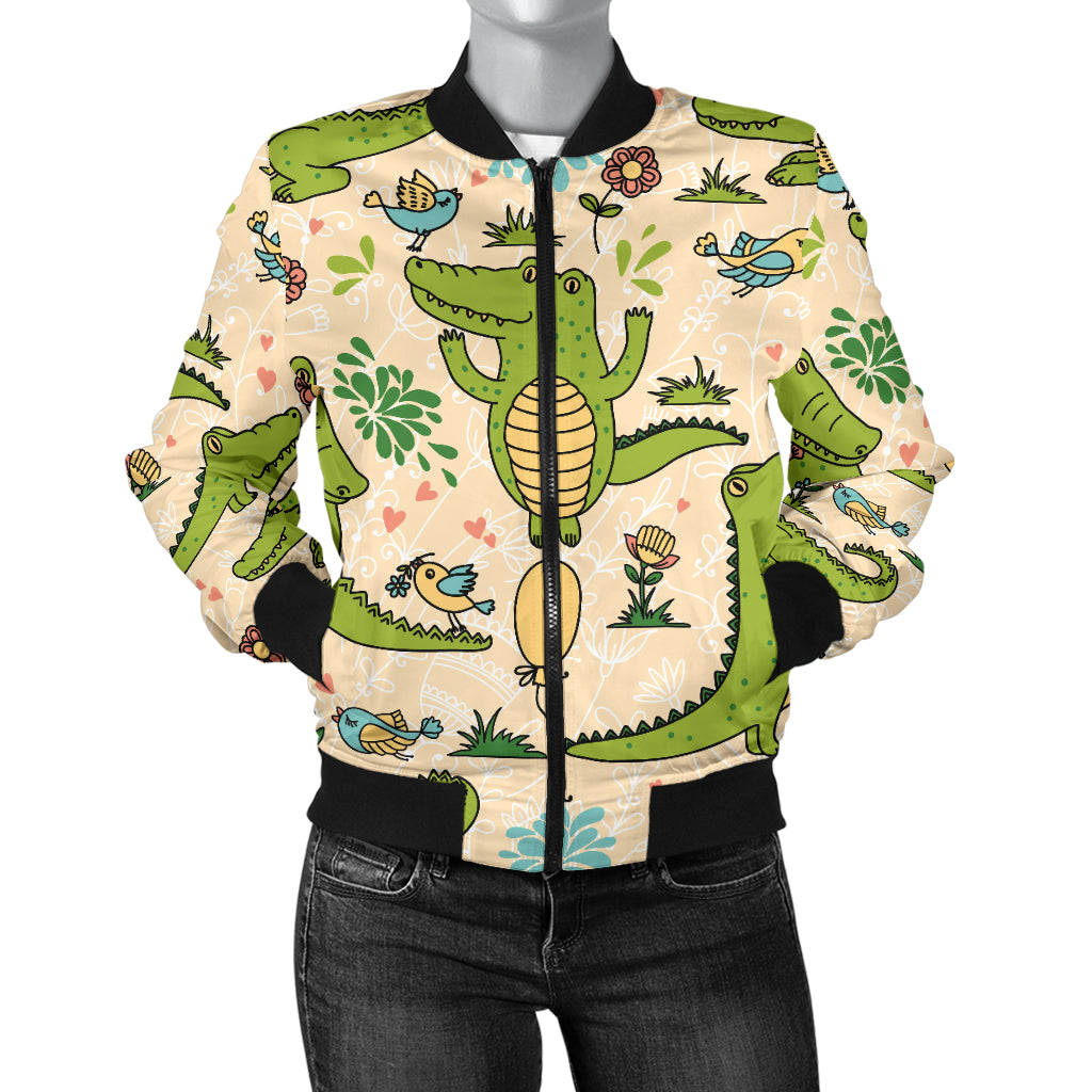 Alligator Pattern Print Design 01 Women's Bomber Jacket