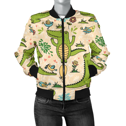 Alligator Pattern Print Design 01 Women's Bomber Jacket
