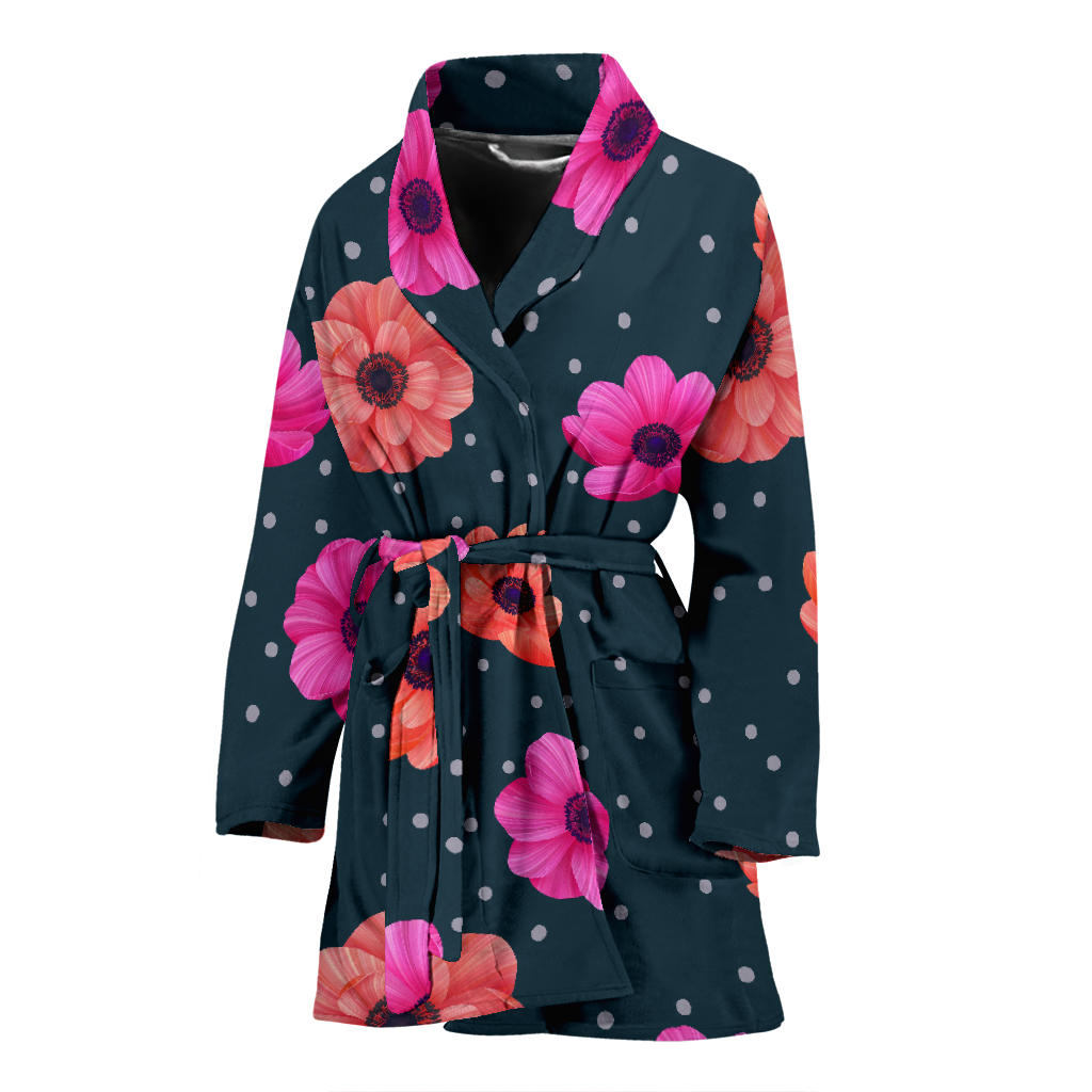 Anemone Pattern Print Design AM08 Women Bathrobe