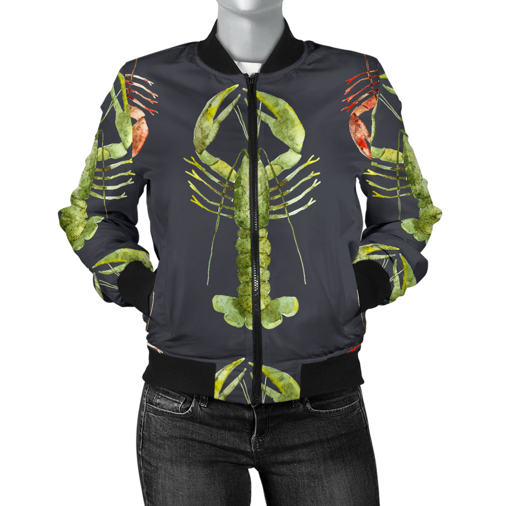 Lobster Pattern Print Design 01 Women's Bomber Jacket