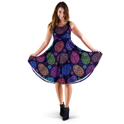 Easter Eggs Pattern Print Design RB012 Midi Dress