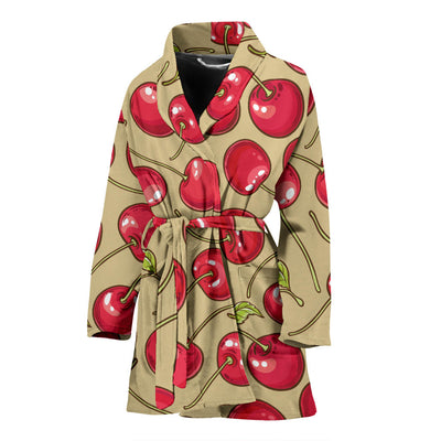 Cherry Pattern Print Design CH05 Women Bathrobe