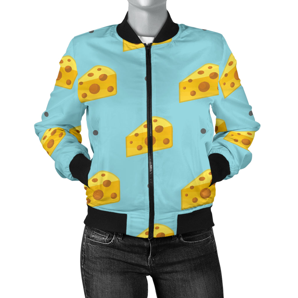 Cheese Pattern Print Design 02 Women's Bomber Jacket