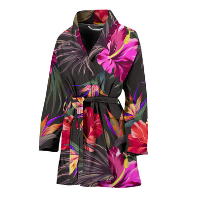 Hibiscus Pattern Print Design HB014 Women Bathrobe