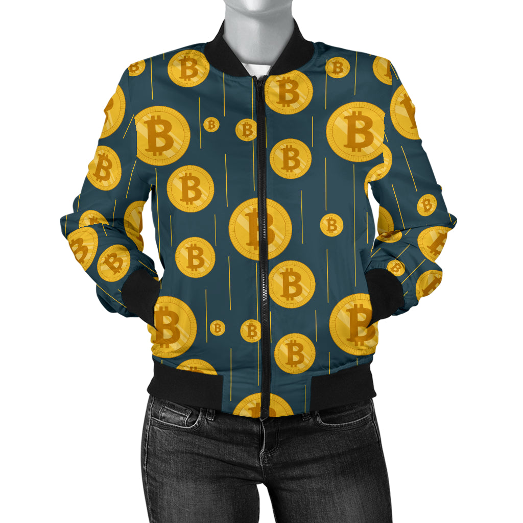Bitcoin Pattern Print Design 01 Women's Bomber Jacket