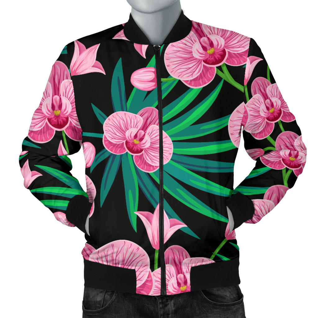 Orchid Pink Pattern Print Design OR06 Men Bomber Jacket