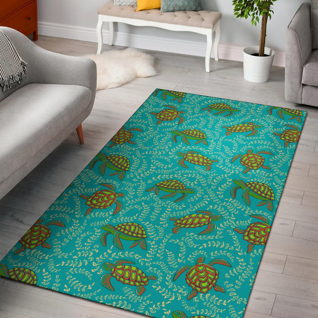 Sea Turtle Pattern Print Design T010 Area Rugs