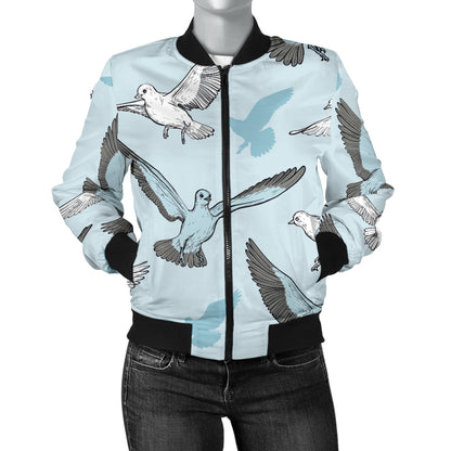 Pigeon Pattern Print Design 03 Women's Bomber Jacket