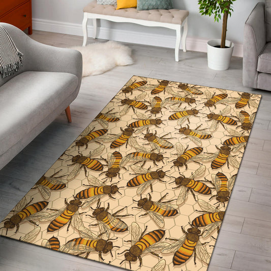 Bee Pattern Print Design BEE05 Area Rugs