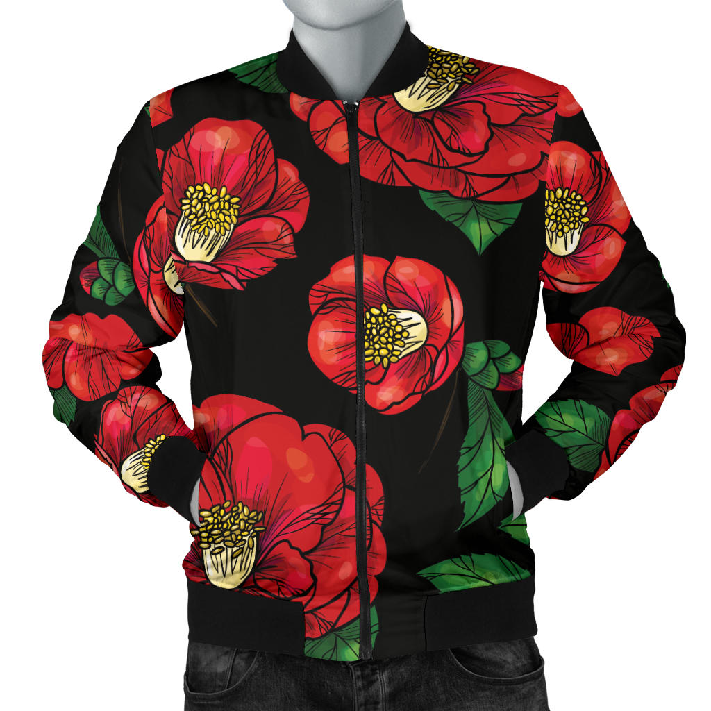 Camellia Pattern Print Design CM07 Men Bomber Jacket