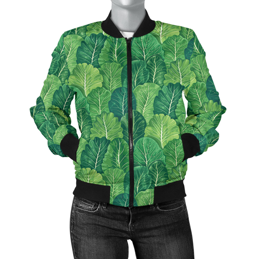 Cabbage Pattern Print Design 02 Women's Bomber Jacket