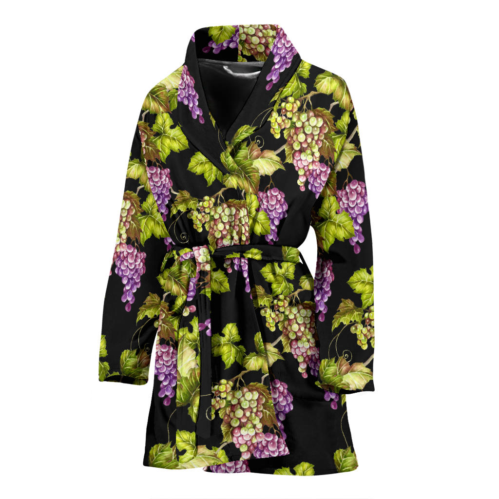 Grape Pattern Print Design GP04 Women Bathrobe