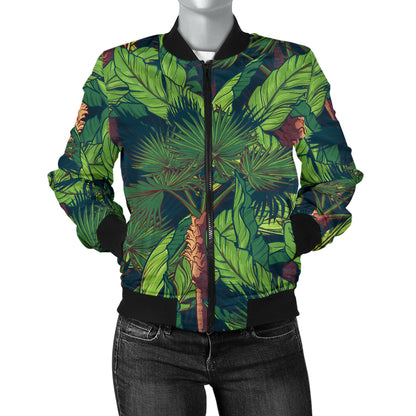Rainforest Pattern Print Design A01 Women's Bomber Jacket