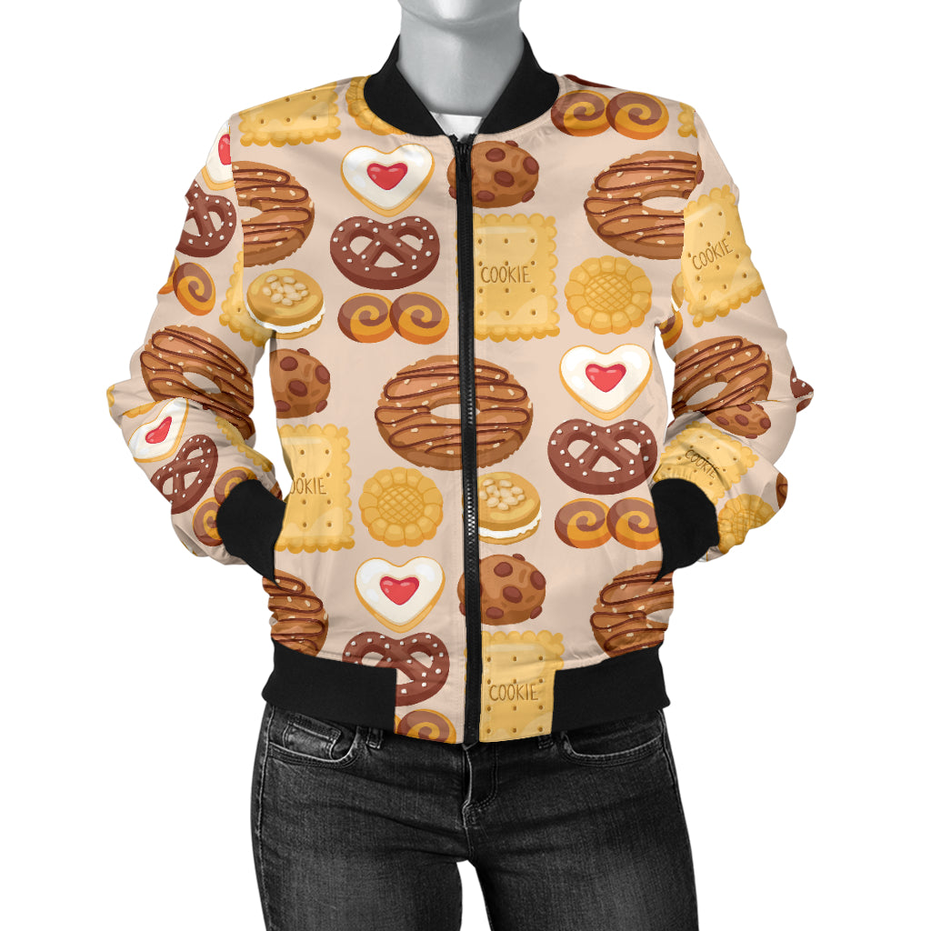 Cookie Pattern Print Design 02 Women's Bomber Jacket