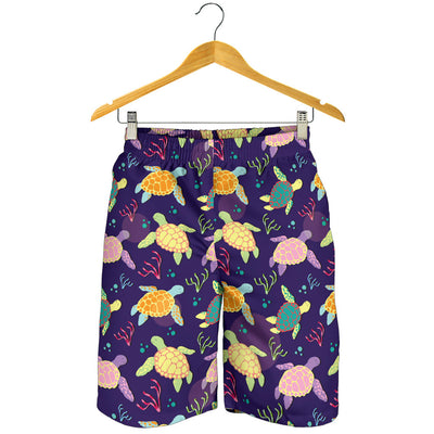 Sea Turtle Color Smile Mens Shorts