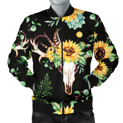 Sunflower Pattern Print Design SF08 Men Bomber Jacket