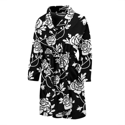 Rose Pattern Print Design RO013 Men Bathrobe