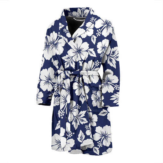 Hibiscus Pattern Print Design HB012 Men Bathrobe