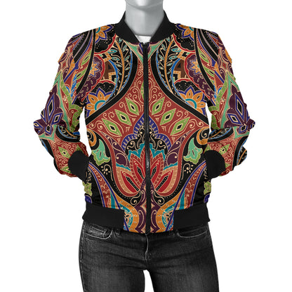 Bohemian Pattern Print Design 06 Women's Bomber Jacket