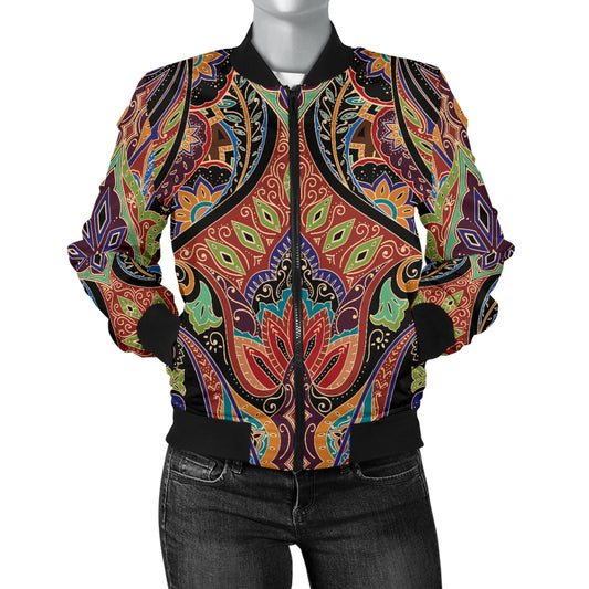 Bohemian Pattern Print Design 06 Women's Bomber Jacket