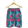 Red Hibiscus Pattern Print Design HB017 Mens Shorts