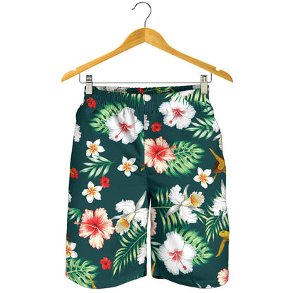 Hawaiian Flower Design with SeaTurtle Print Mens Shorts