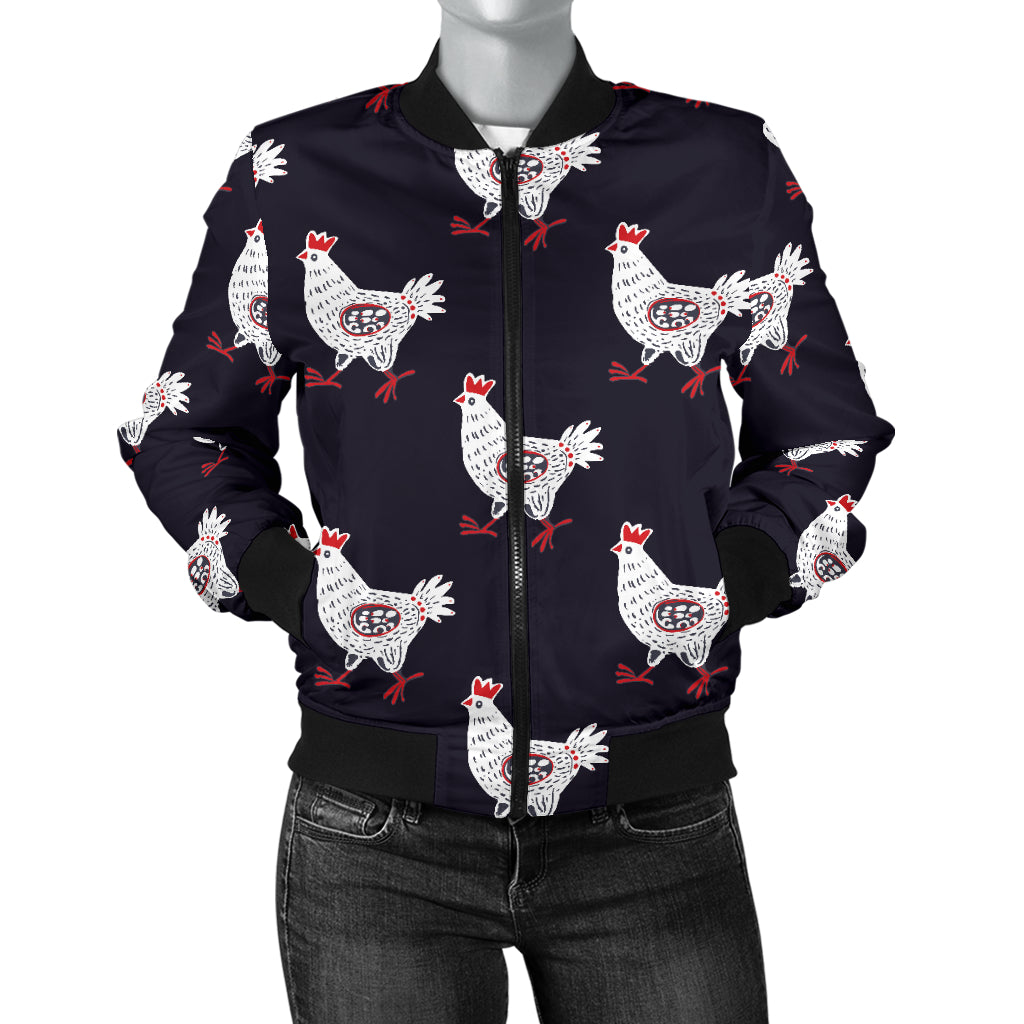 Chicken Pattern Print Design 03 Women's Bomber Jacket