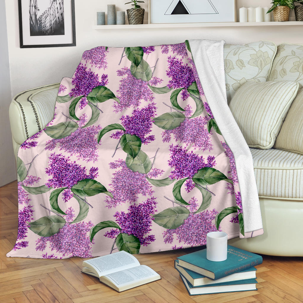 Lilac Pattern Print Design LI02 Fleece Blanket