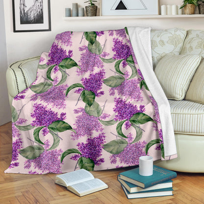 Lilac Pattern Print Design LI02 Fleece Blanket