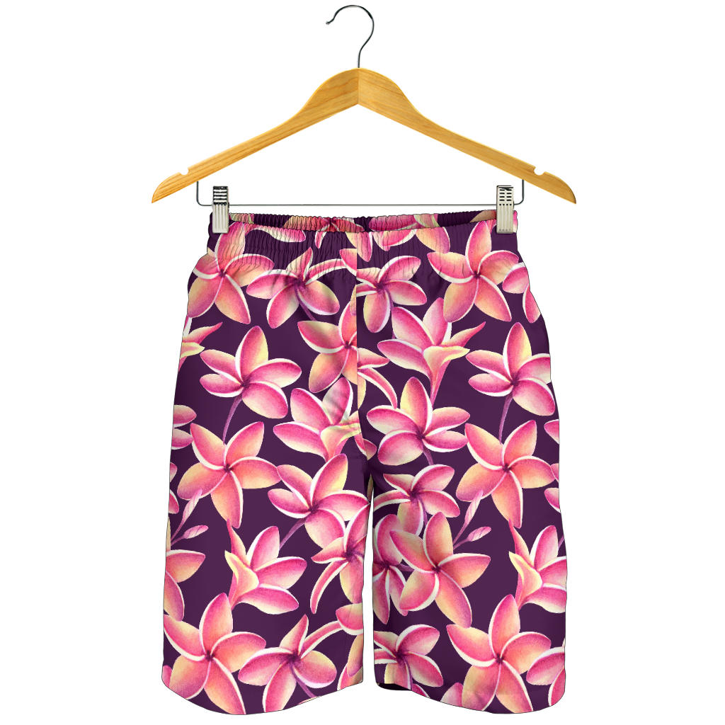 Purple Plumeria Pattern Print Design PM010 Mens Shorts