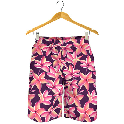 Purple Plumeria Pattern Print Design PM010 Mens Shorts