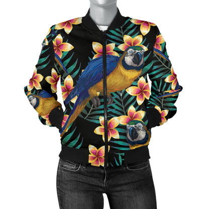 Macaw Pattern Print Design 01 Women's Bomber Jacket