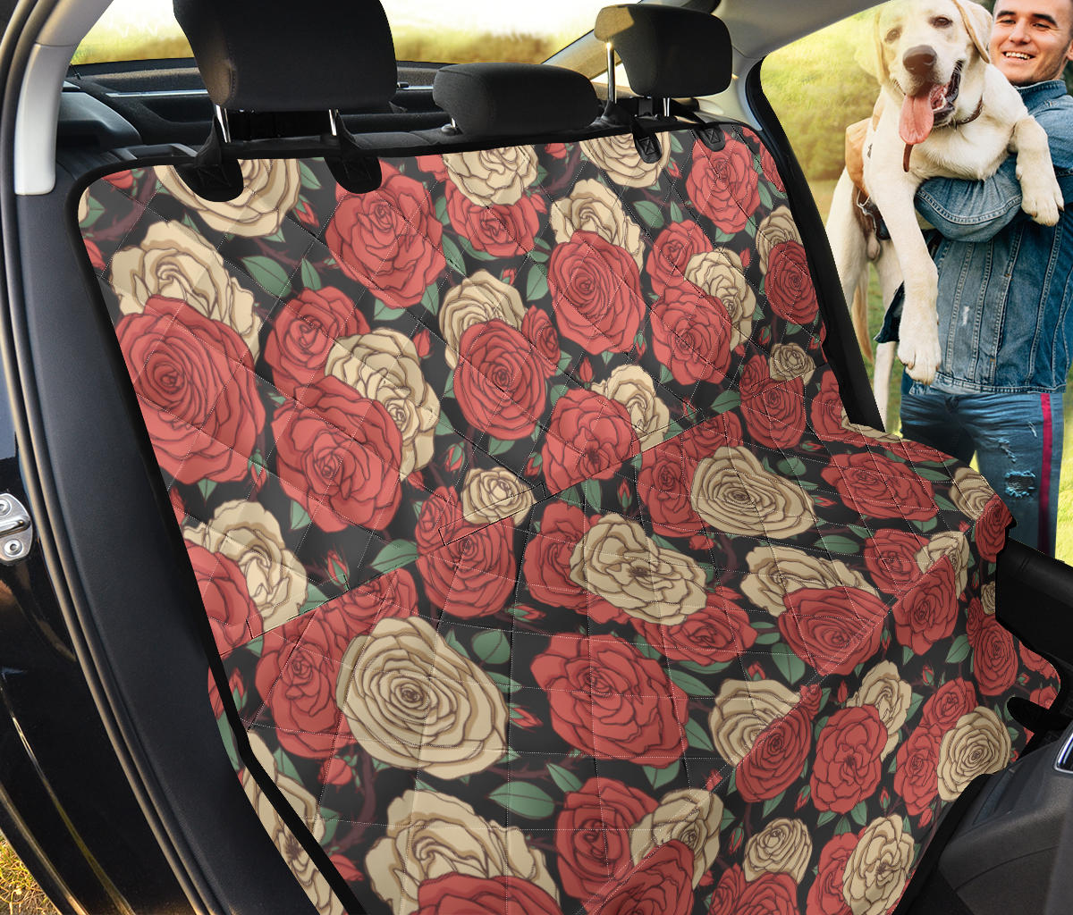 Camellia Pattern Print Design CM01 Rear Dog  Seat Cover