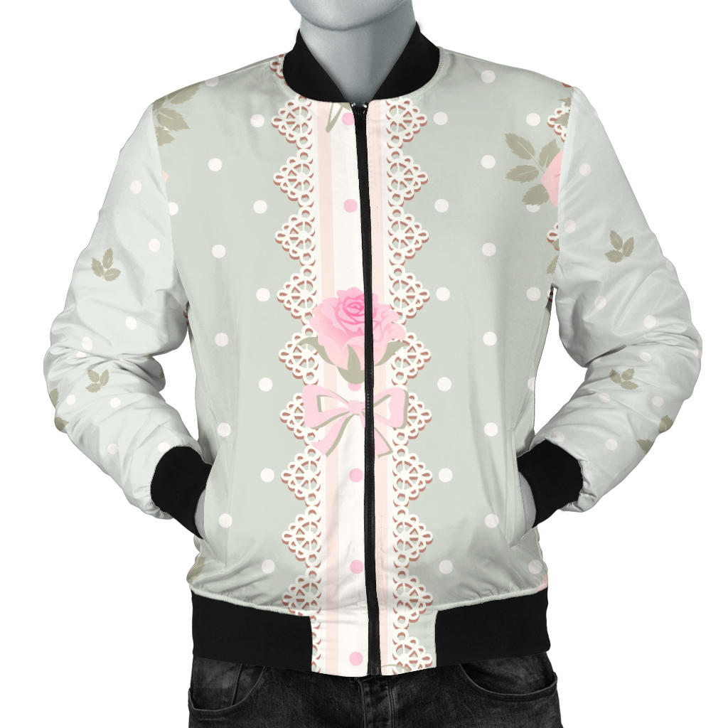 Rose Pattern Print Design RO016 Men Bomber Jacket