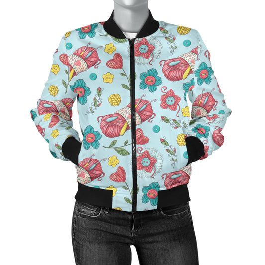 Crochet Pattern Print Design 01 Women's Bomber Jacket
